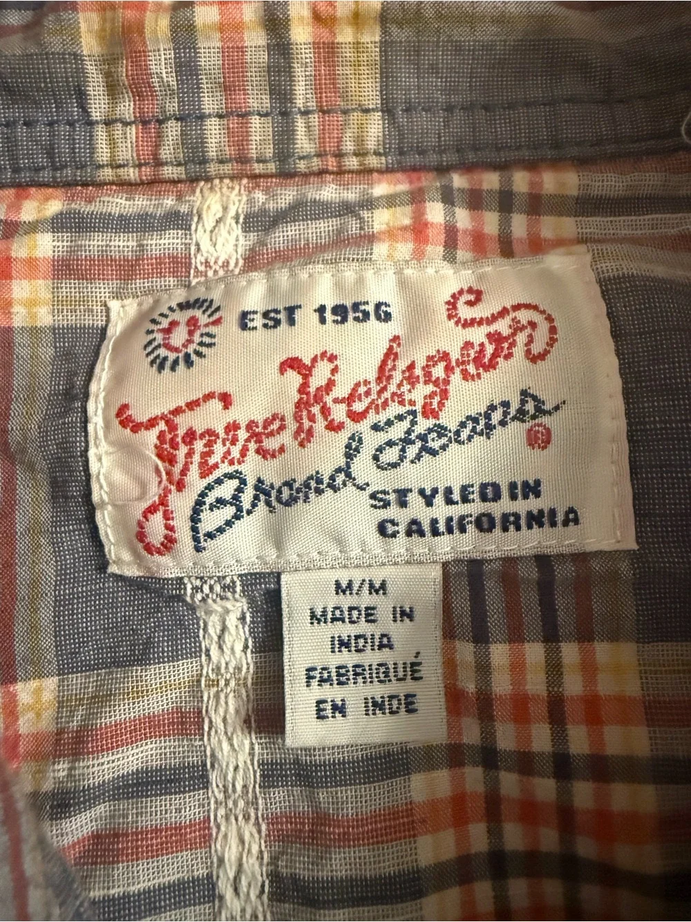 True Religion Pearl Snap LONG SLEEVE SHIRT  Medium M Red Blue